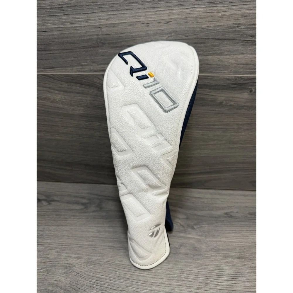 TaylorMade QI10 Wood Head Cover White Navy Blue Golf Synthetic Leather